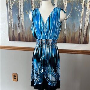 Jinhuanshow Low Cut Floral Sleeveless Dress